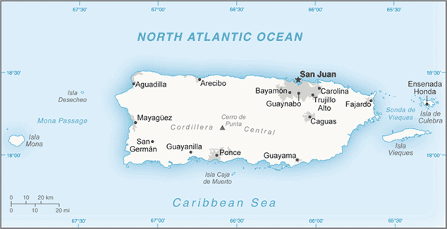 Map of Puerto Rico