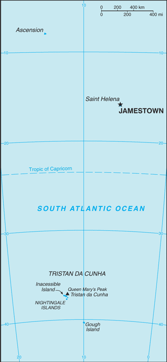 Map of Saint Helena, Ascension, and Tristan da Cunha